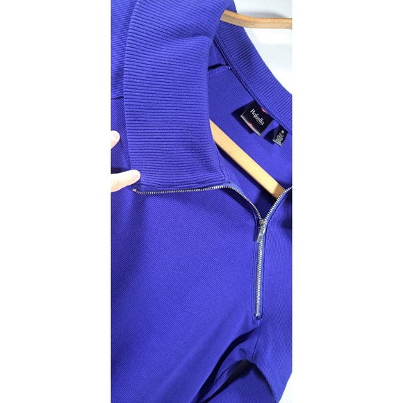 Rafaella Zipper Collar Sweater. Medium Long Sleeve in Royal Blue. Cotton Spandex - Picture 8 of 8